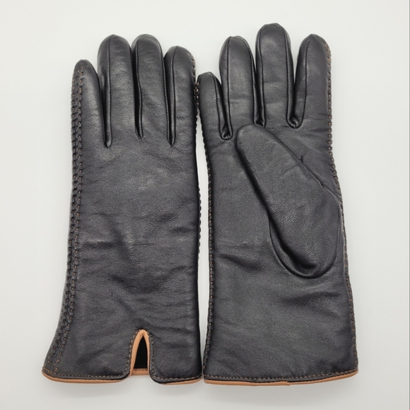 RICHARDO B. H. | sheepskin leather plush lined stitch detail driving gloves - Picture 1 of 7